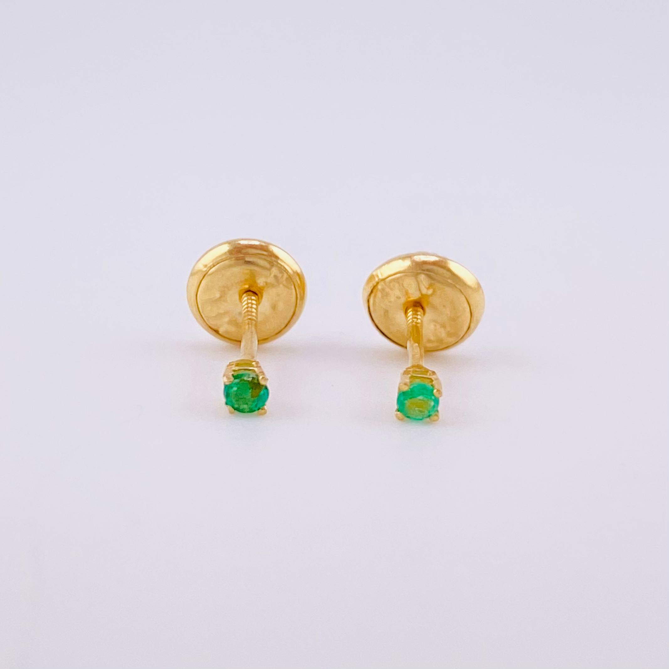 Stud Earrings Four Prongs Emeralds 2pts 0.5g / in / 2.55mm Yellow Gold 18K
