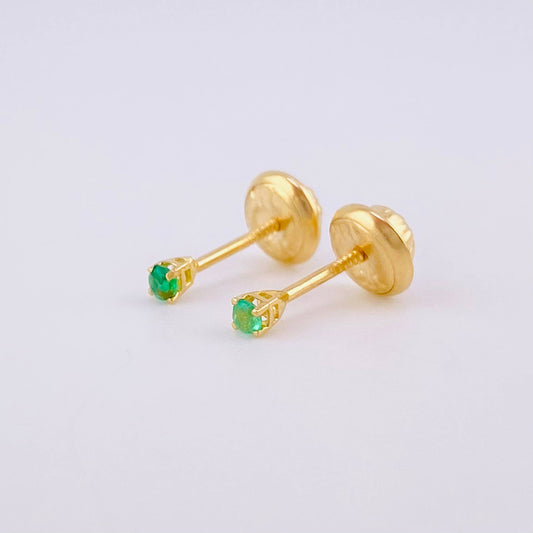 Stud Earrings Four Prongs Emeralds 2pts 0.5g / in / 2.55mm Yellow Gold 18K