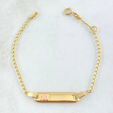 Bracelet Baby Spike Rectangular Plate Clover 1.8gr / 12cm-14cm / 1.6mm Pink Resin Adjustable Yellow Gold 18K *