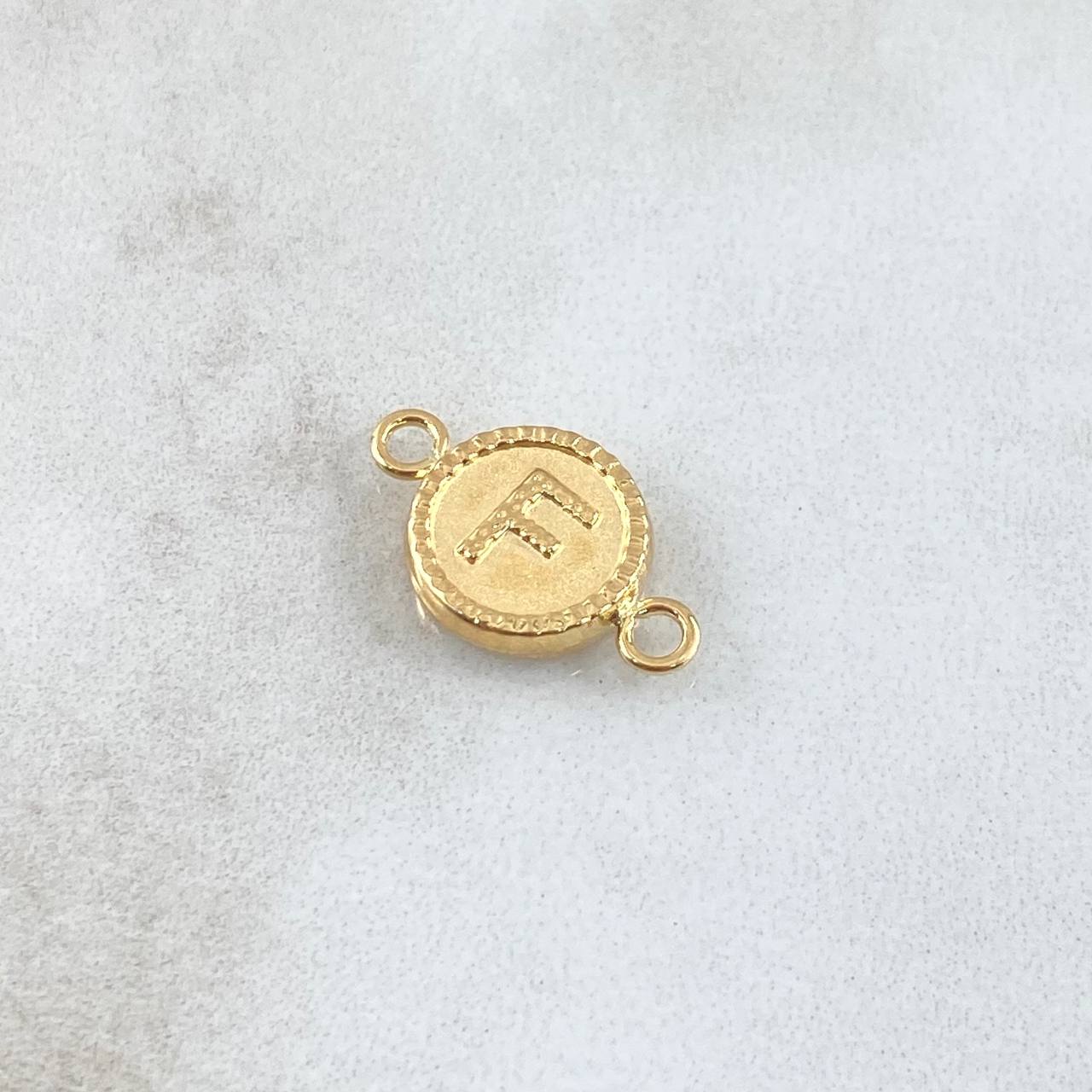 Charm Letter F Matte 0.6gr / 1cm-1.7cm / Yellow Gold 18K Bordered Circle