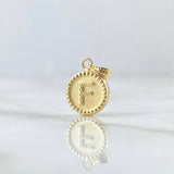 Pendant Letter F Matte 0.55gr / 1.5cm / Yellow Gold 18K Bordered Charger Circle
