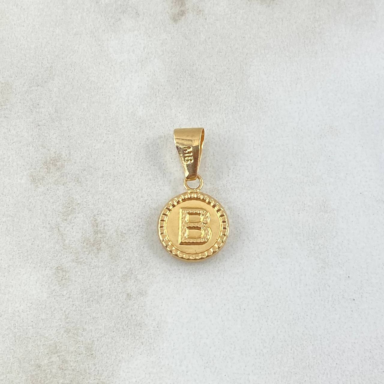 Dije Letra B 0.6gr / 2cm / Circulo Bordeado Oro Amarillo 18K