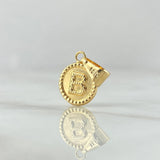 Dije Letra B 0.6gr / 2cm / Circulo Bordeado Oro Amarillo 18K