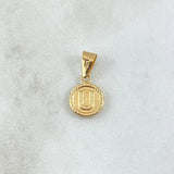 Dije Letra U 0.65gr / 2cm / Circulo Bordeado Oro Amarillo 18K