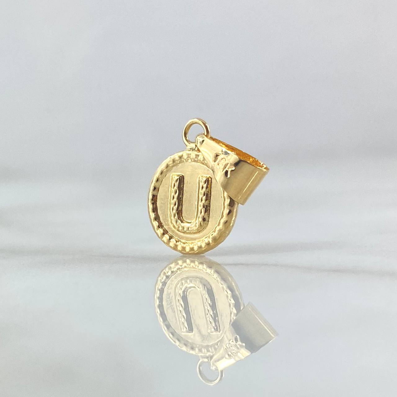 Pendant Letter U 0.55gr / 2cm / Yellow Gold 18K Bordered Circle