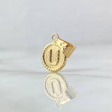 Dije Letra U 0.65gr / 2cm / Circulo Bordeado Oro Amarillo 18K