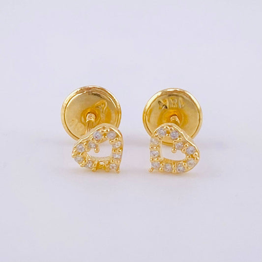 Stud Earrings Heart Silhouette 0.55g / in / 4.55mm Yellow Gold 18K