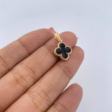 Dije Trebol 0.8gr / 2.1cm / Electroestetico Negro Oro Amarillo 18K &