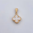 Dije Trebol Electroestico 0.85gr / 2.1cm / Electroestatico Blanco Oro Amarillo 18K &