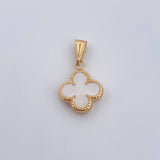 Dije Trebol Electroestico 0.85gr / 2.1cm / Electroestatico Blanco Oro Amarillo 18K &