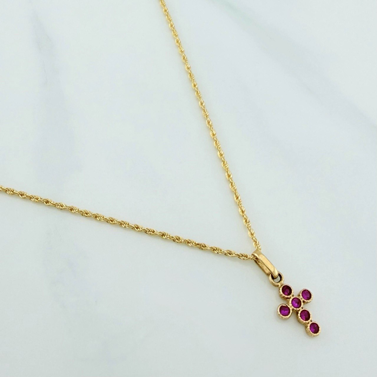 Rope Chain Set + Dense Cross Pendant / 1.7gr / 19 1/2 in 18K Yellow Gold