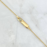 Pulso Bebé Espiga Placa Rectangular Corazon 1.8gr / 12cm-14cm / 1.6mm Resina Verde Graduable Oro Amarillo 18K ©