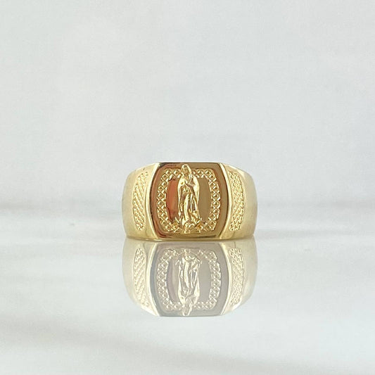 Anillo Sello Guadalupe Punteado T6 1/2 Oro Amarillo 18K