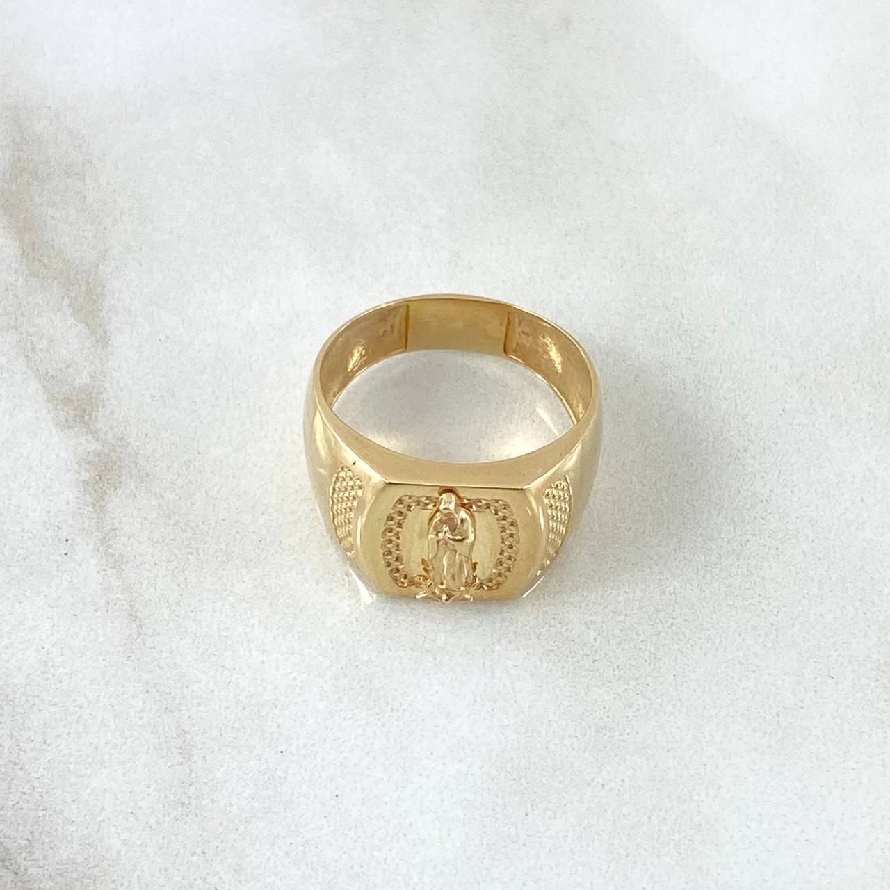 Anillo Sello Guadalupe Punteado 3.6gr / T6 1/2 / Oro Amarillo 18K