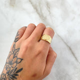 Anillo Sello Guadalupe Punteado 3.6gr / T6 1/2 / Oro Amarillo 18K