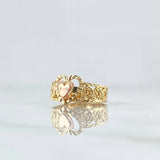 Anillo Rosas Corazon 3.4gr / T4 3/4 / Diamantado Oro Amarillo 18K ©