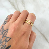 Anillo Rosas Corazon 3.4gr / T4 3/4 / Diamantado Oro Amarillo 18K ©