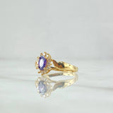 Anillo Flor Doce Petalos 2.45gr / T7 / Circones Blancos Morado Oro Amarillo 18K ©