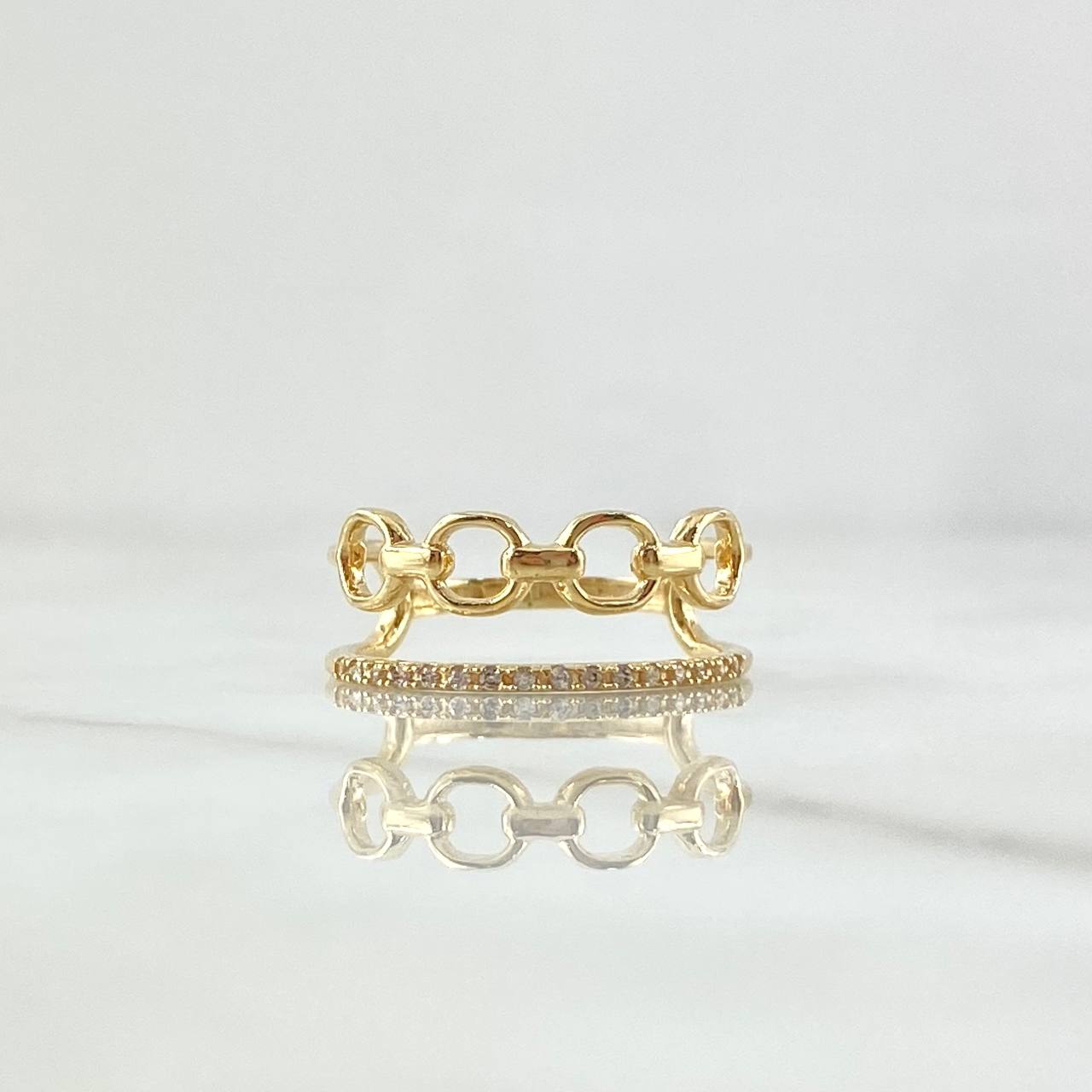 Anillo Roll-On Lineal 2.85gr / T5 3/4 / Circones Blancos Oro Amarillo 18K *