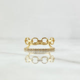 Anillo Roll-On Lineal 2.85gr / T5 3/4 / Circones Blancos Oro Amarillo 18K *