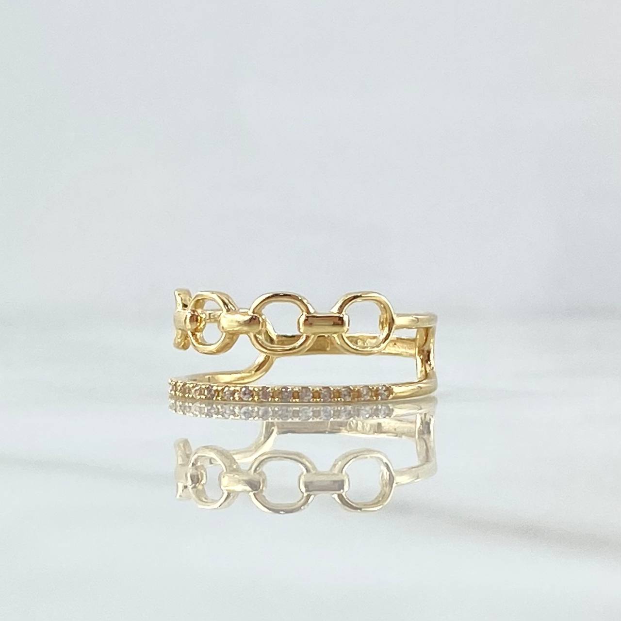 Anillo Roll-On Lineal 2.85gr / T5 3/4 / Circones Blancos Oro Amarillo 18K *