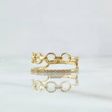 Linear Roll-On Ring 2.7gr / T6 3/4 / White Zircons Yellow Gold 18K ©