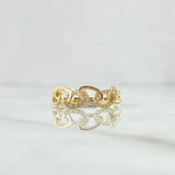 Anillo Cubano Rustico 2.6gr / T9 / Circones Blancos Oro Amarillo 18K ©