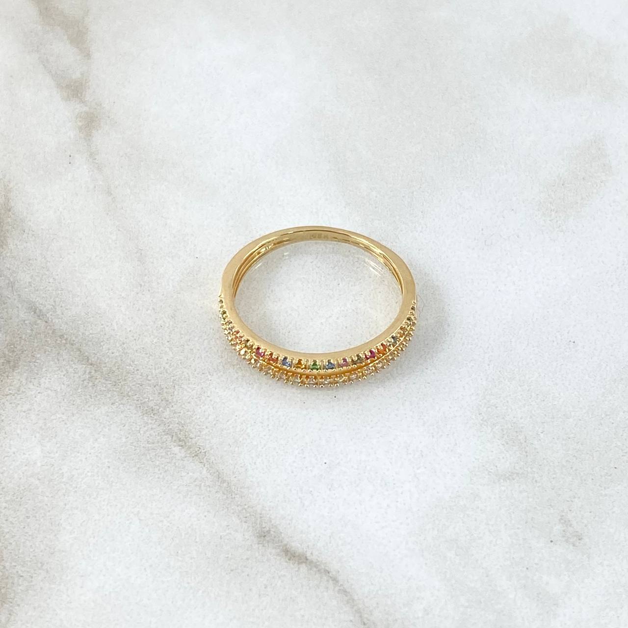 Double Rail Churumbela Ring 2.05gr / T6 1/2 / Multicolor Yellow Gold 18K ©