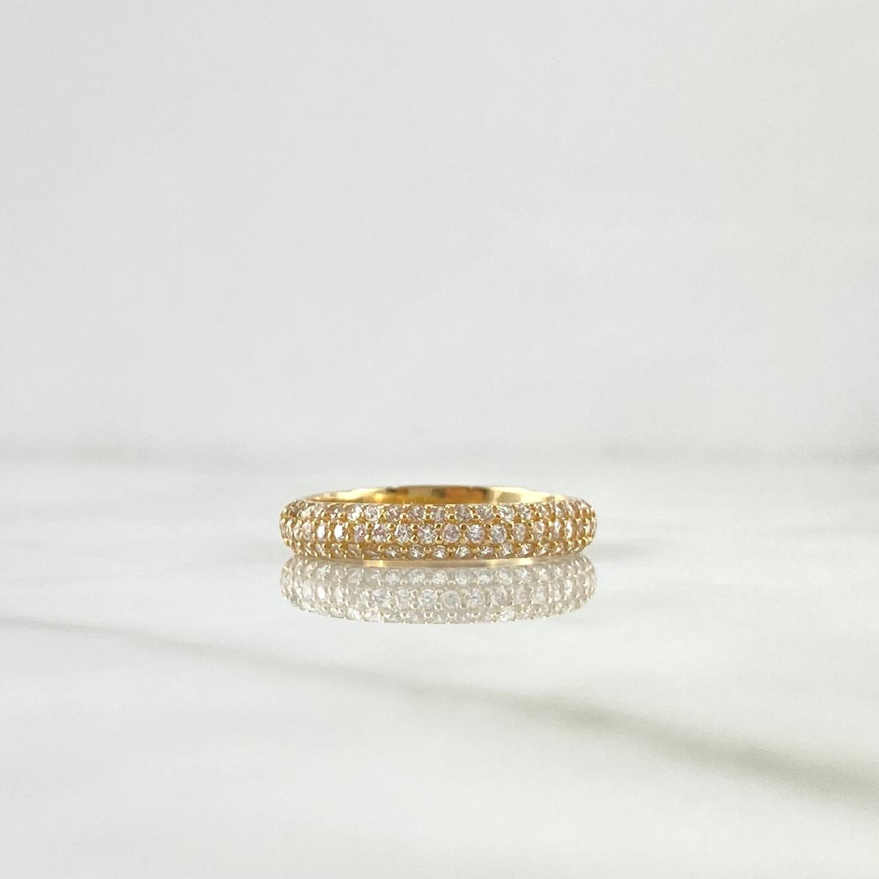 Churumbela Ring Thick 3.95gr / T7 3/4 / White Zircons Yellow Gold 18K