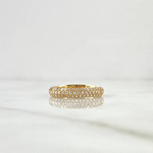 Churumbela Ring Thick 3.95gr / T7 3/4 / White Zircons Yellow Gold 18K