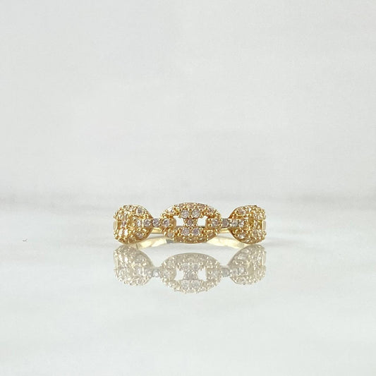 Anillo GC 2.05gr / T8 / Circones Blancos Oro Amarillo 18K *