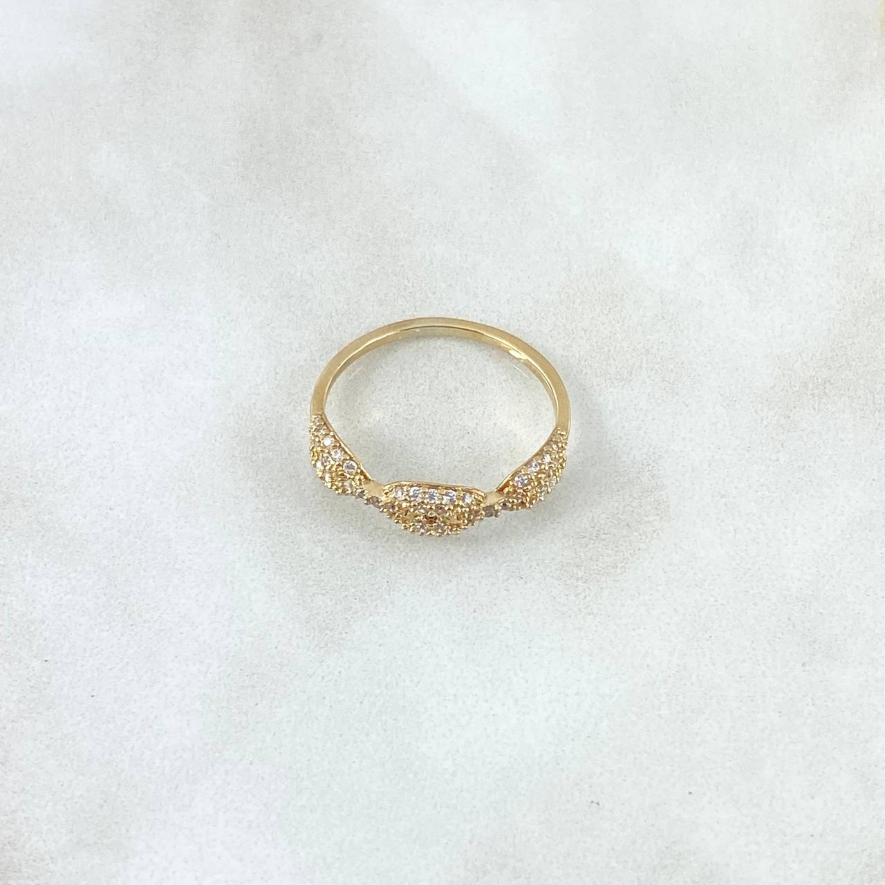 Anillo GC 2.05gr / T8 / Circones Blancos Oro Amarillo 18K *