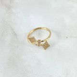Parallel Robbery Ring 1.7gr / T6 1/2 / White Zircons Yellow Gold 18K ©