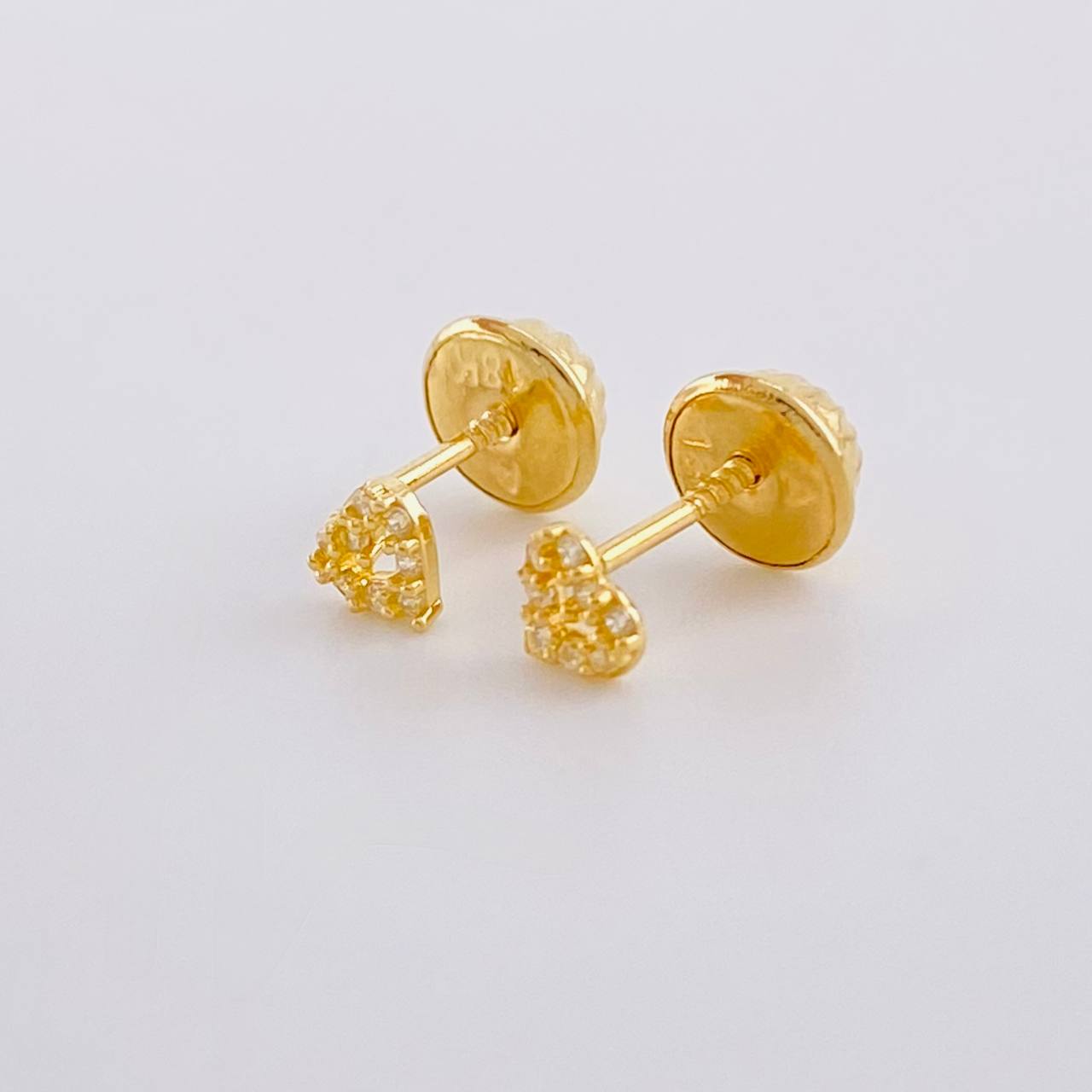 Stud Earrings Heart Dense 0.55g / in / 4.8mm Yellow Gold 18K