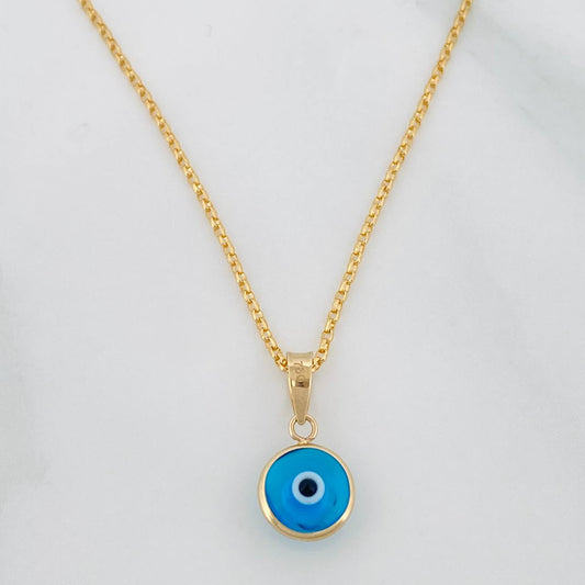 Rolo Chain Set + Turkish Eye Pendant / 2.25g / 18 in Yellow Gold 18K