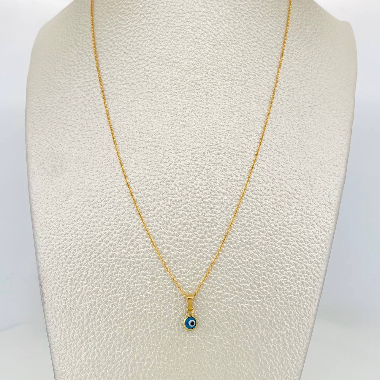 Rolo Chain Set + Turkish Eye Pendant / 1.65g / 18 in Yellow Gold 18K