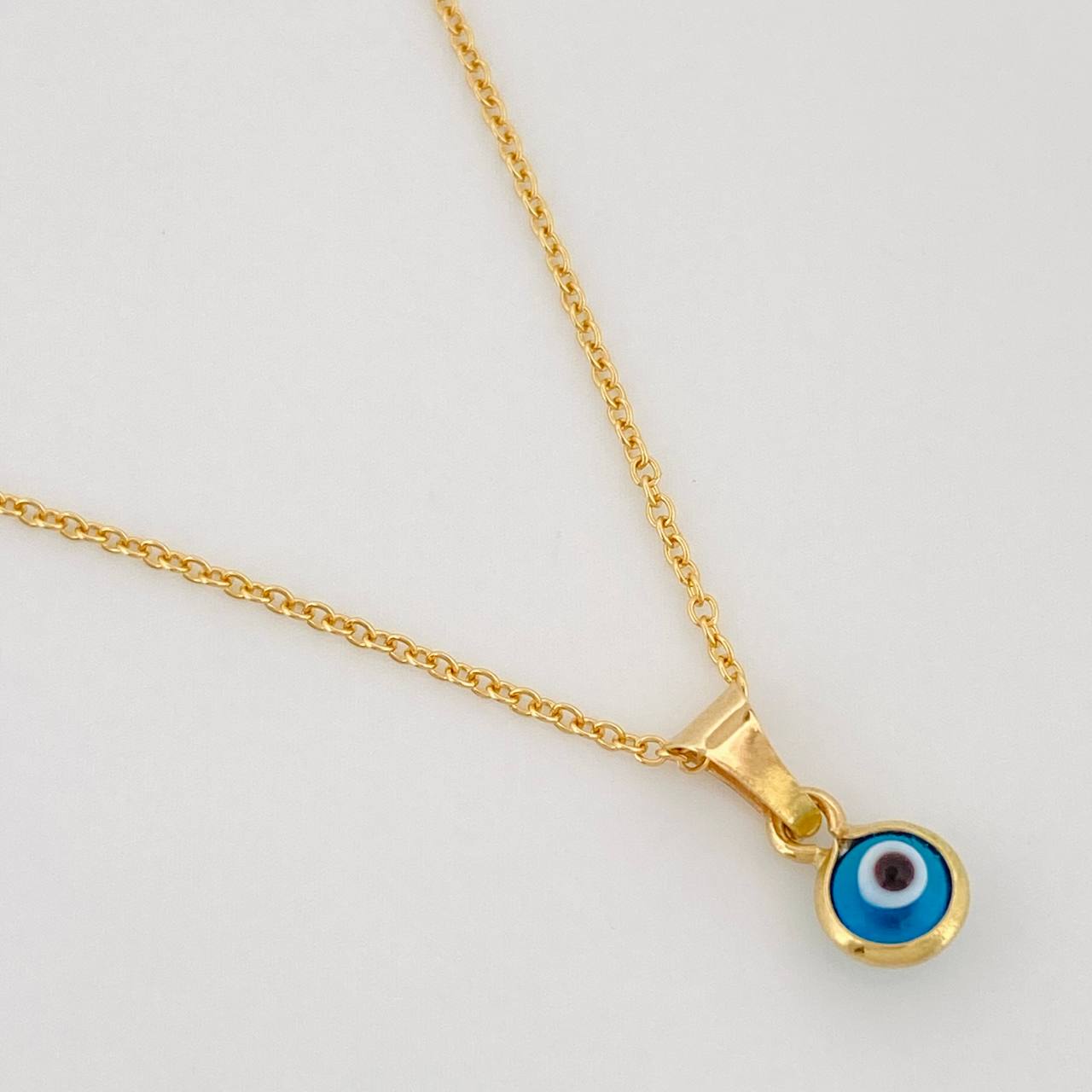 Rolo Chain Set + Turkish Eye Pendant / 1.65g / 18 in Yellow Gold 18K