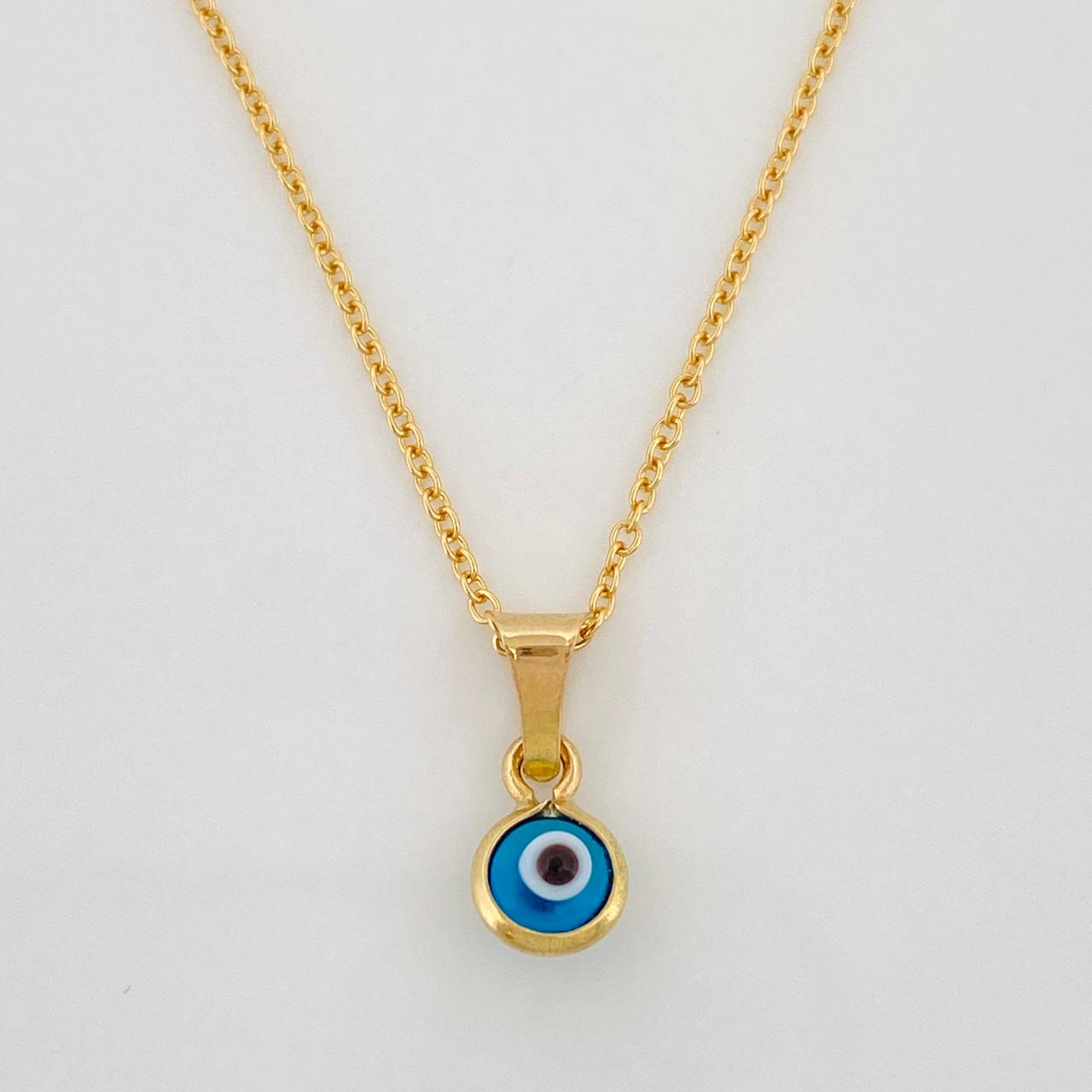 Rolo Chain Set + Turkish Eye Pendant / 1.65g / 18 in Yellow Gold 18K
