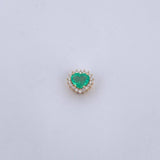 Dije Corazon 0.65gr / 0.6cm / Esmeralda 33 Pts Diamantes 11 Pts Oro Amarillo 18K (Joya) &