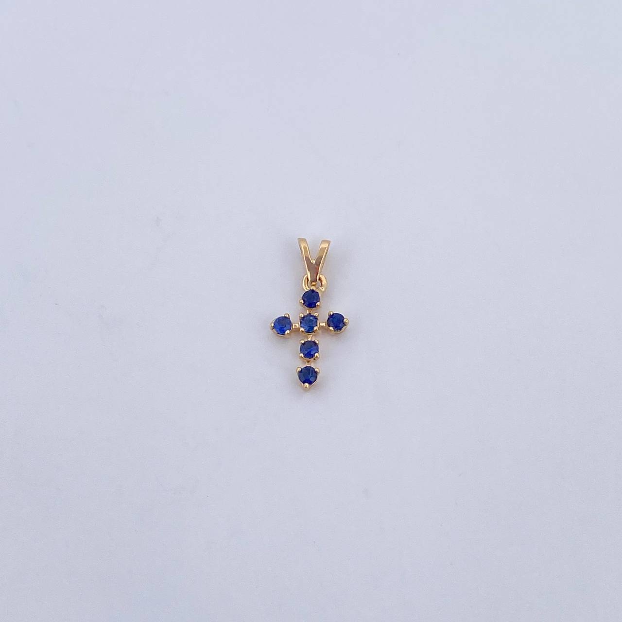 Pendant Cross 0.35gr / 1.3cm / Sapphires 18 Pts 18K Yellow Gold (Jewel) &