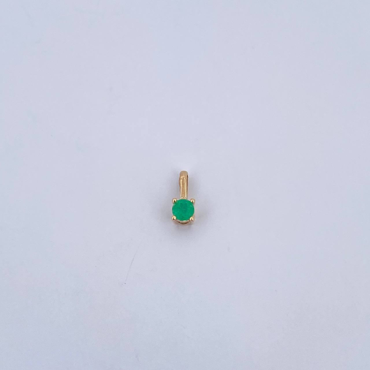 Pendant Round 0.3gr / 0.7cm / Emerald 7 Pts 18K Yellow Gold (Jewel) &