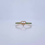 Heart Silhouette Ring 1.45gr / Size 7 3/4 / Emeralds 16 Pts 18K Yellow Gold (Jewel) &