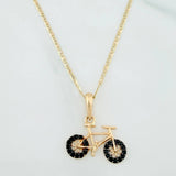 Set Cadena Escalera Plana + Dije Bicicleta / 2.65gr / 19 3/4 in Tres Oros 18K