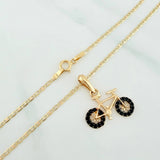 Set Cadena Escalera Plana + Dije Bicicleta / 2.65gr / 19 3/4 in Tres Oros 18K