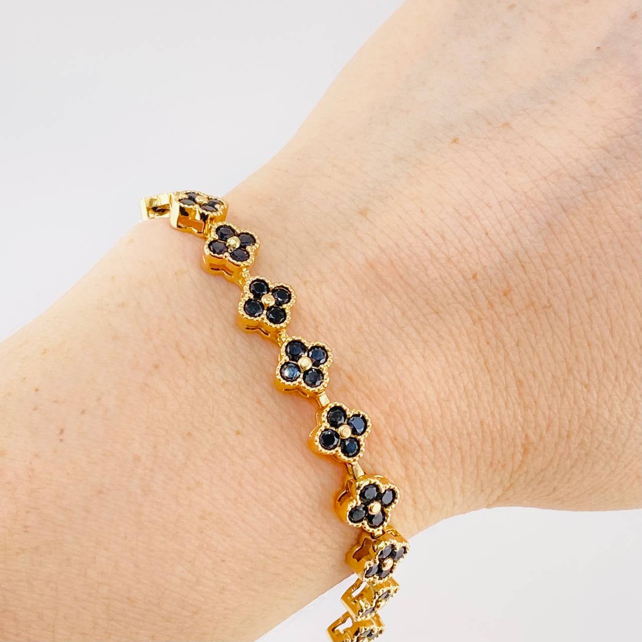 Tennis Bracelet Clover 15.45 g / 7 1/2 in / 7.9 mm Yellow Gold 18K