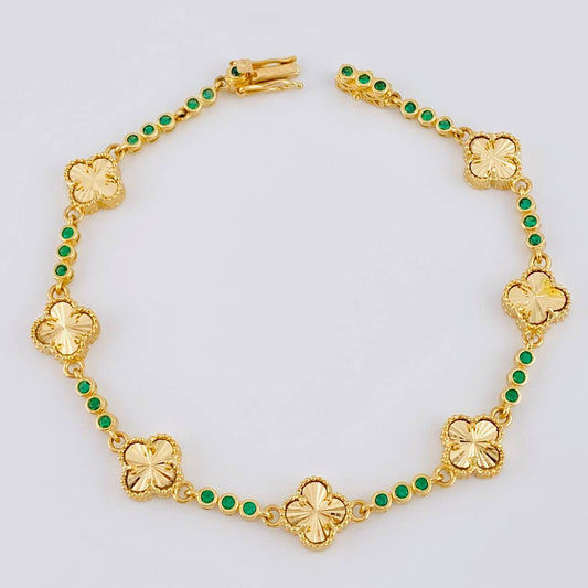 Pulso Burbujas De Trebol Diamantada 11.05 g / 7 3/4 in / 9.3 mm Oro Amarillo 18K