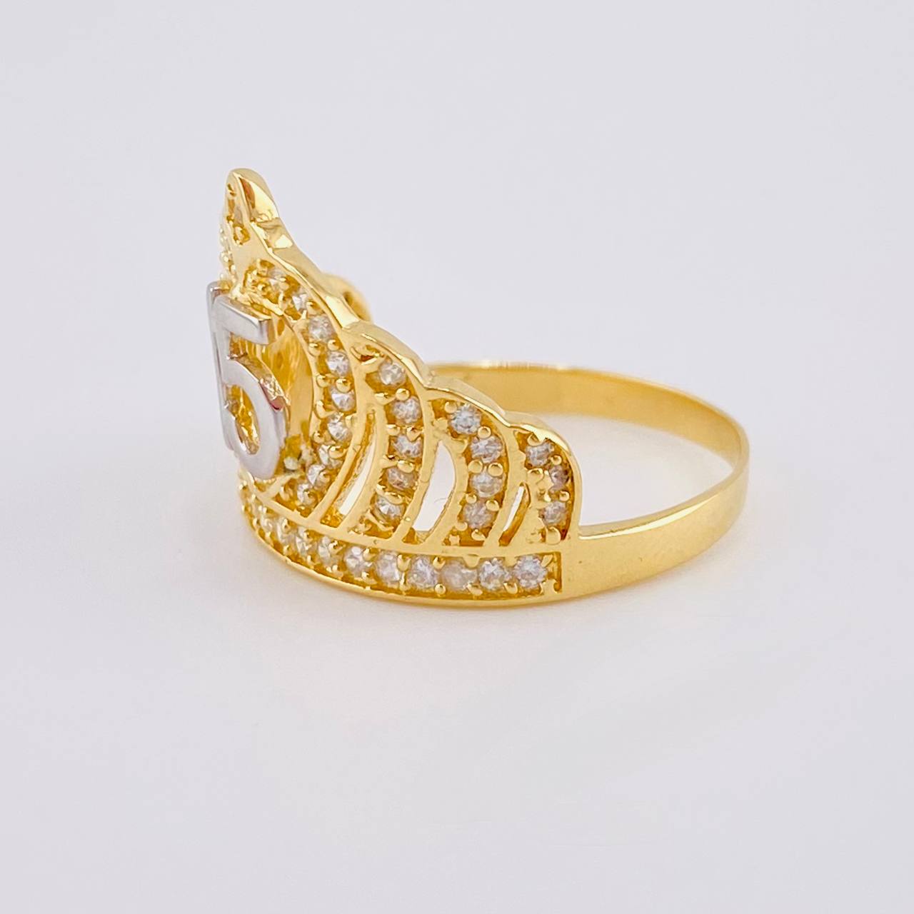 Ring 15'S Crown 3.6 g / T6 1/2 Two Yellow White Gold 18K