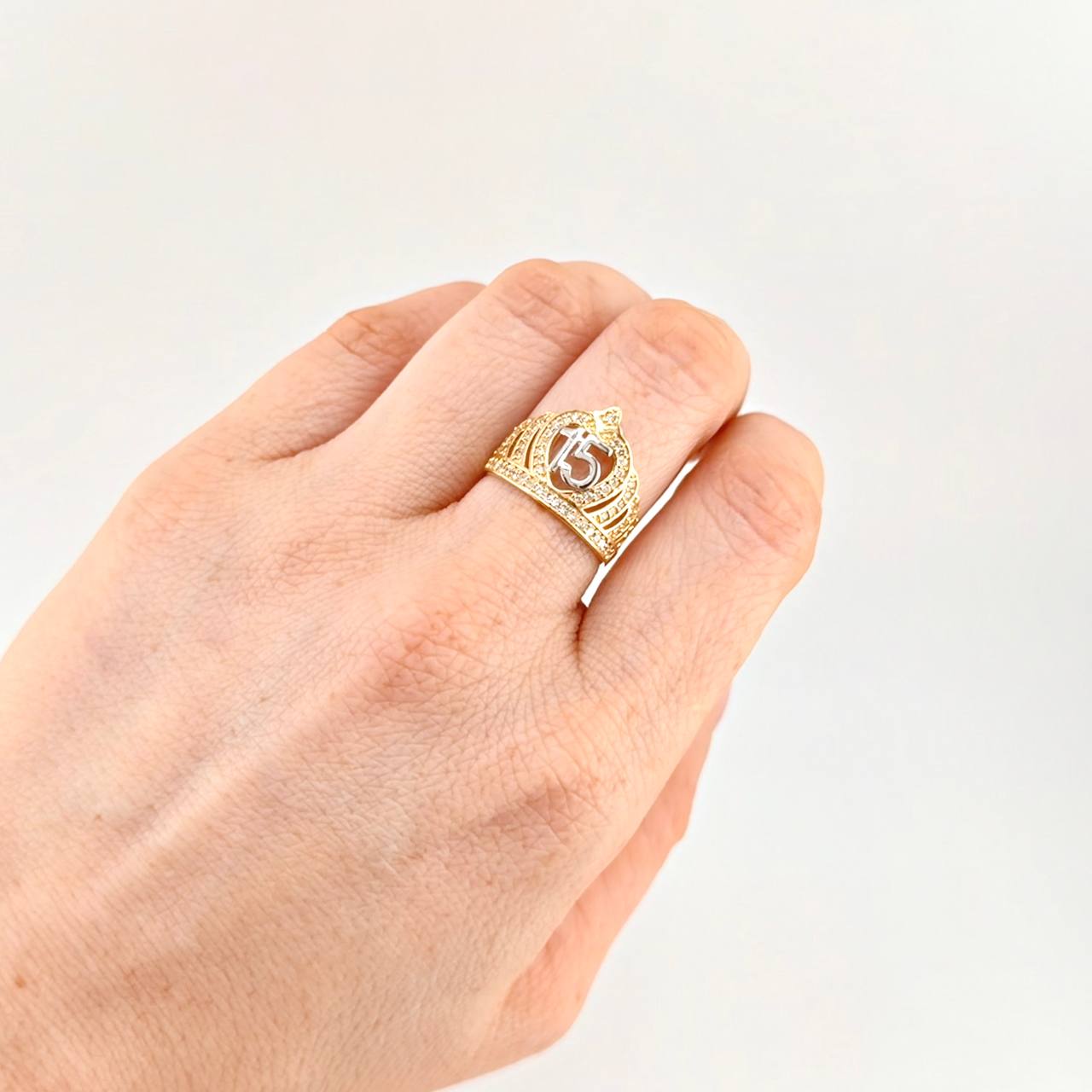Ring 15'S Crown 3.6 g / T6 1/2 Two Yellow White Gold 18K