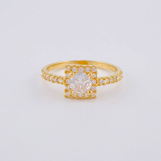 Anillo Solitario Rectangular 2.6 g / T7 1/4 Oro Amarillo 18K