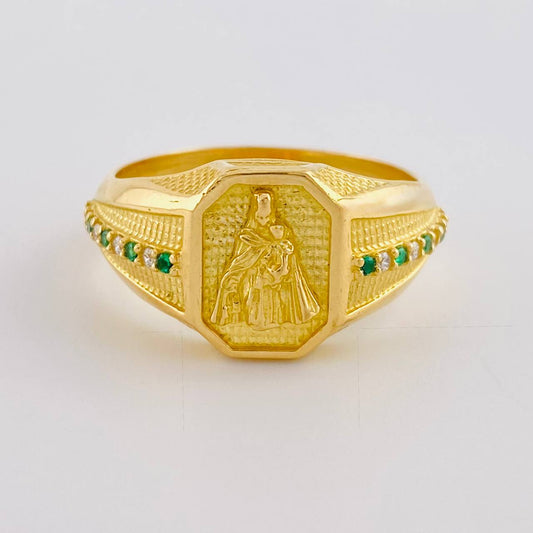 Octagonal Square Ring Virgin of Carmen 8.2 g / T10 1/4 Yellow Gold 18K